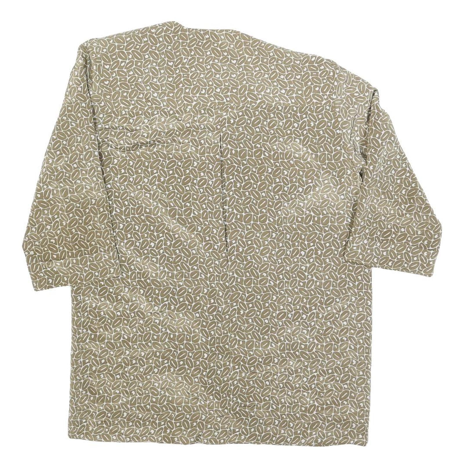 SAMANTHA STEVENS Womens Beige Printed Top 3/4 Sleeve V-Neck Size S Lightweight