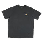CARHARTT Mens Black Pocket T-Shirt 2XL Short Sleeve Crew Neck Cotton Blend