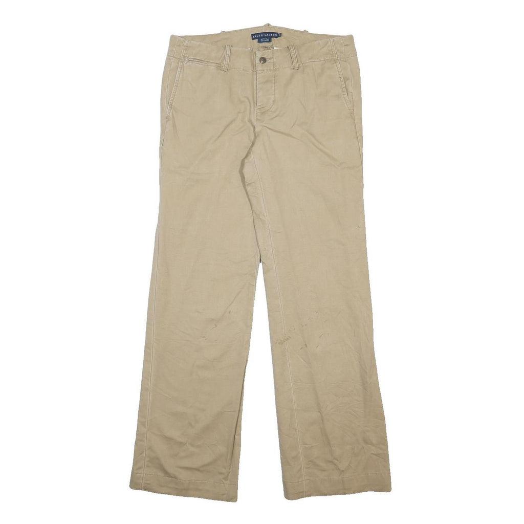 RALPH LAUREN Womens Cotton Beige Relaxed Straight Trousers W31 L29 Casual