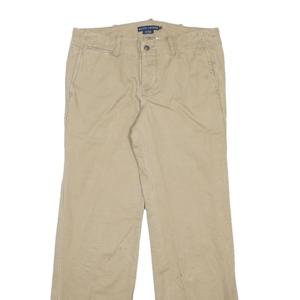 RALPH LAUREN Womens Cotton Beige Relaxed Straight Trousers W31 L29 Casual