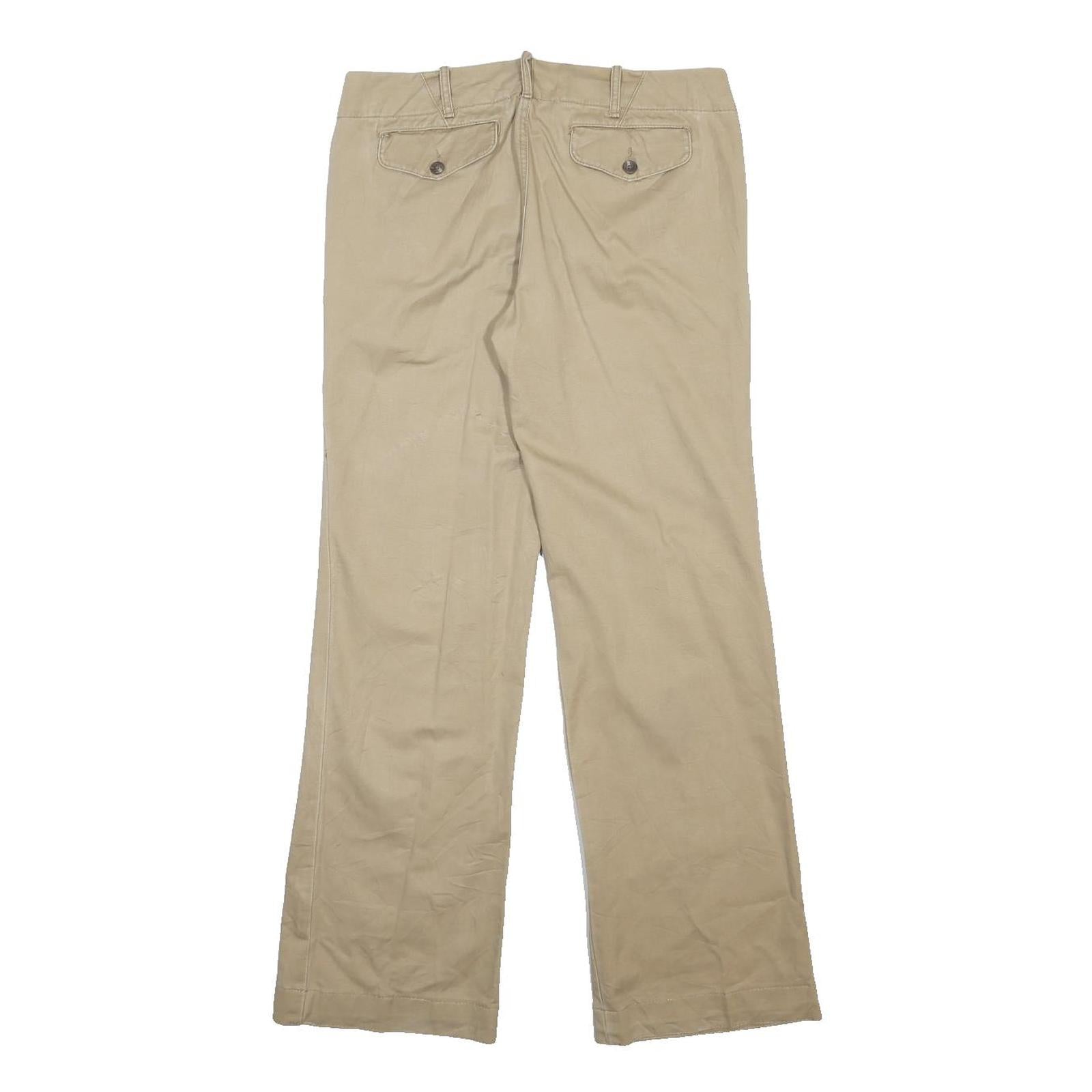 RALPH LAUREN Womens Cotton Beige Relaxed Straight Trousers W31 L29 Casual