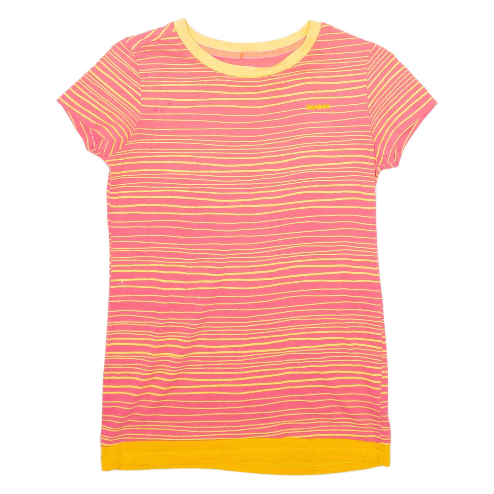 REEBOK Striped Womens T-Shirt Pink S