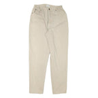 LL BEAN Womens Jeans Beige Relaxed Straight Denim Raw W26 L31 Elastic Waistband