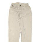 LL BEAN Womens Jeans Beige Relaxed Straight Denim Raw W26 L31 Elastic Waistband