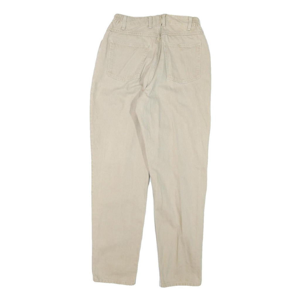 LL BEAN Womens Jeans Beige Relaxed Straight Denim Raw W26 L31 Elastic Waistband