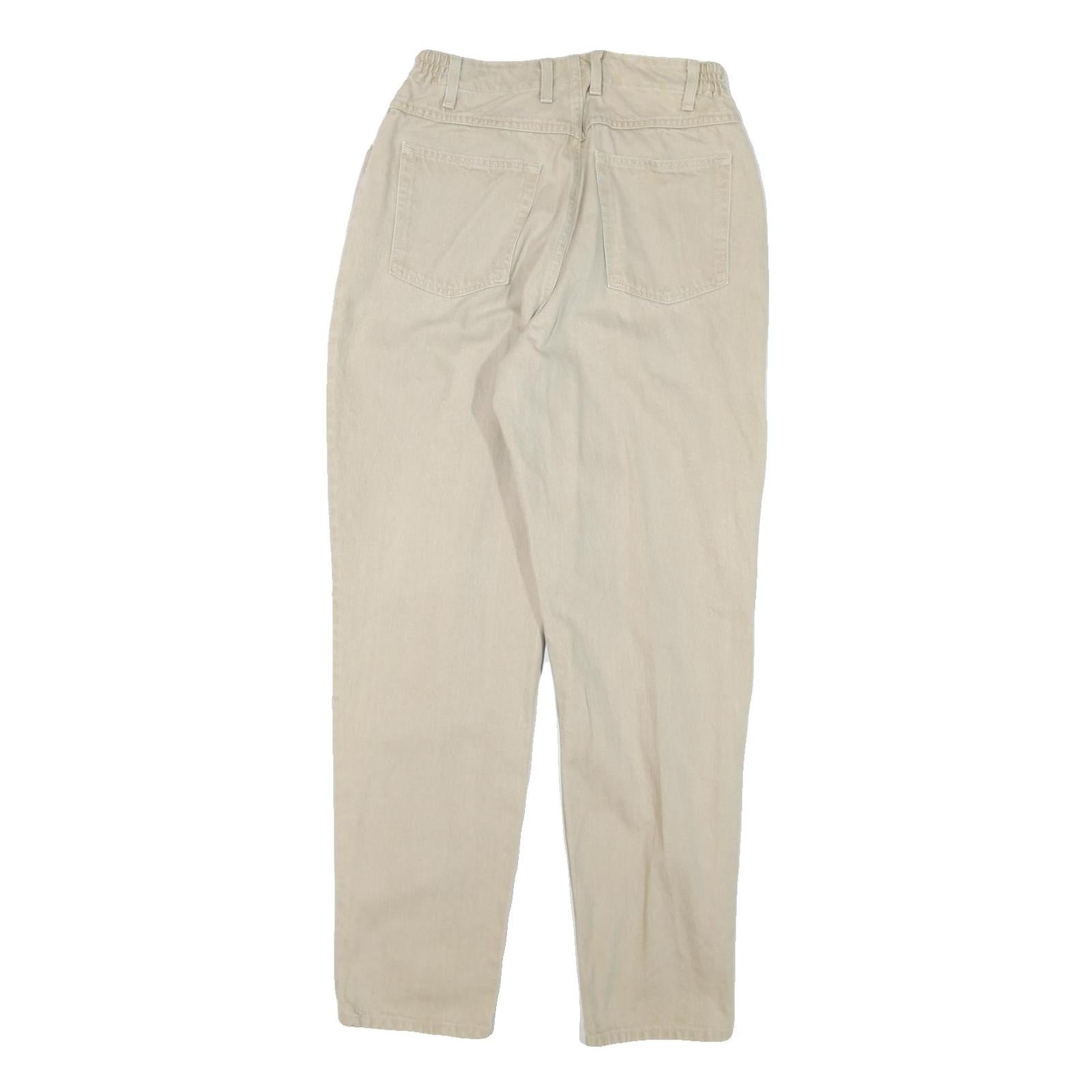 LL BEAN Womens Jeans Beige Relaxed Straight Denim Raw W26 L31 Elastic Waistband