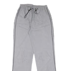 Womens Relaxed Fit Grey Cotton Blend Trousers W28 L32 Drawstring Pocket Zip