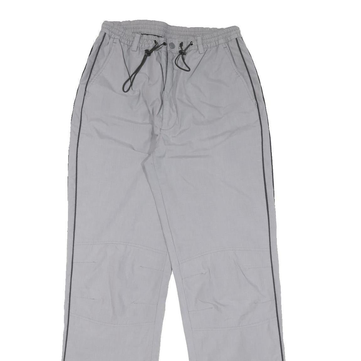 Womens Relaxed Fit Grey Cotton Blend Trousers W28 L32 Drawstring Pocket Zip