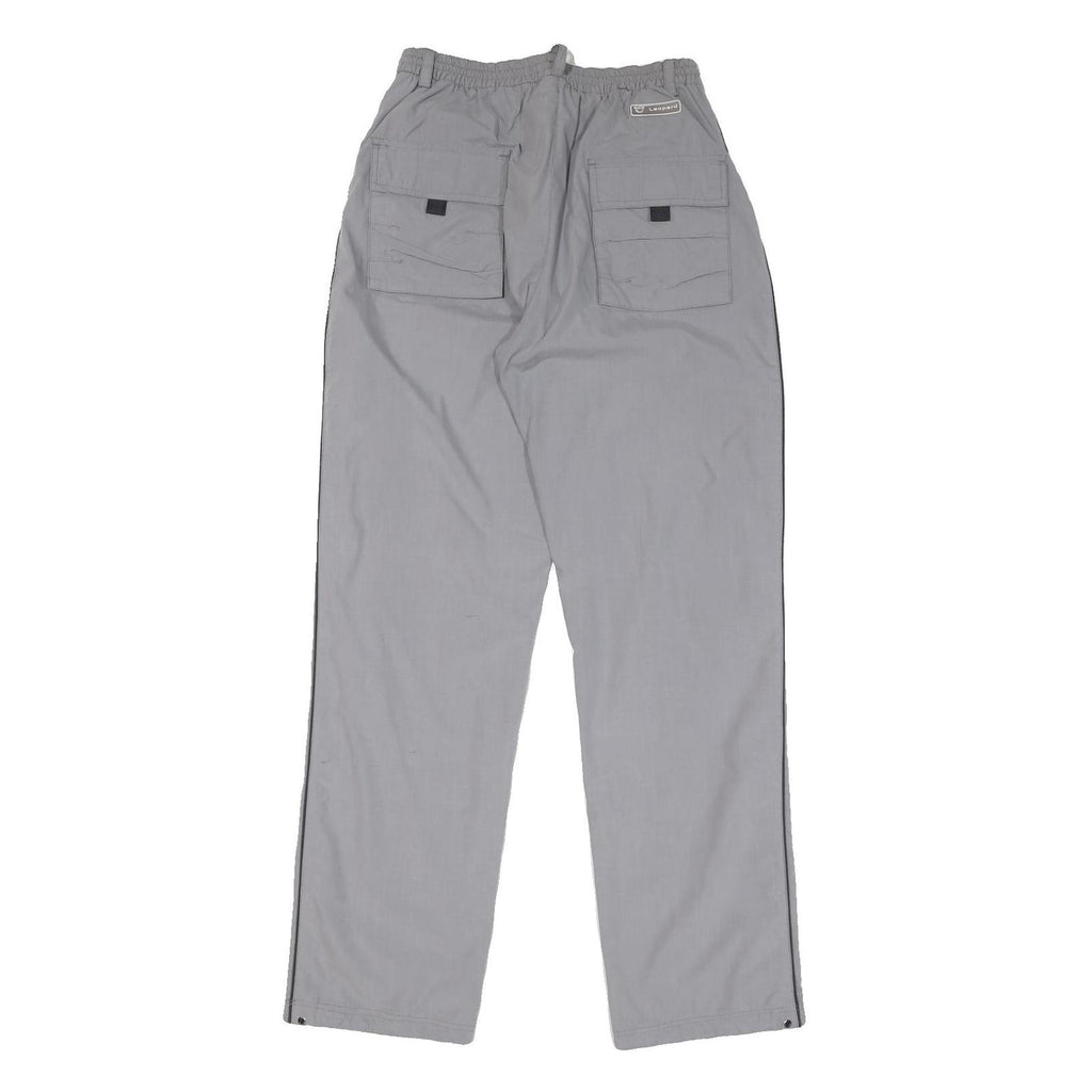 Womens Relaxed Fit Grey Cotton Blend Trousers W28 L32 Drawstring Pocket Zip