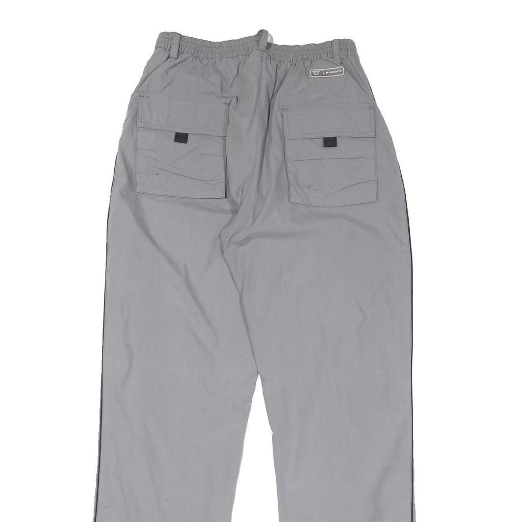 Womens Relaxed Fit Grey Cotton Blend Trousers W28 L32 Drawstring Pocket Zip