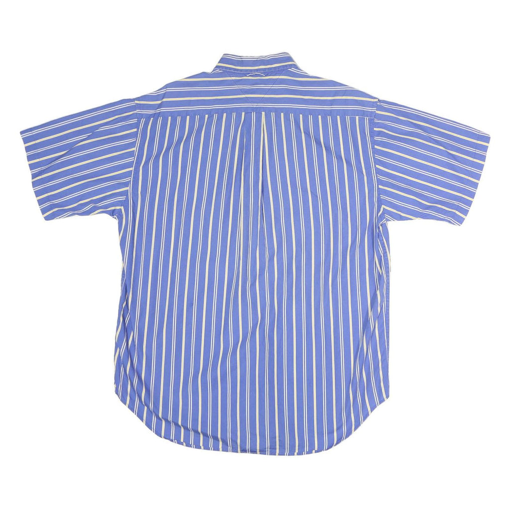 TOMMY HILFIGER Mens Blue & White Striped Shirt M Buttoned Collar Casual Cotton