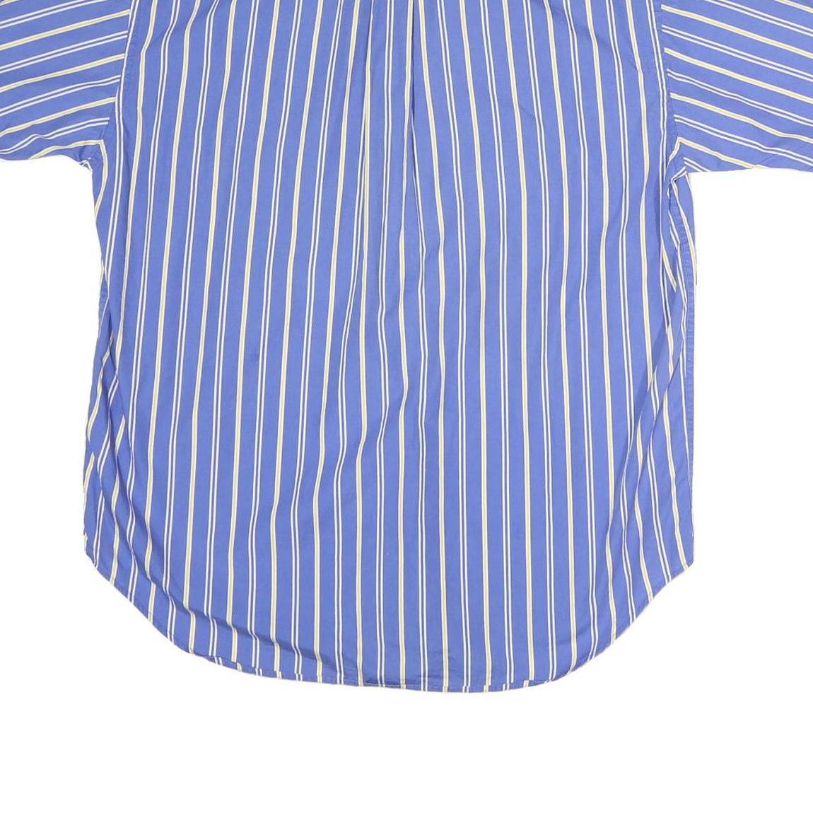 TOMMY HILFIGER Mens Blue & White Striped Shirt M Buttoned Collar Casual Cotton