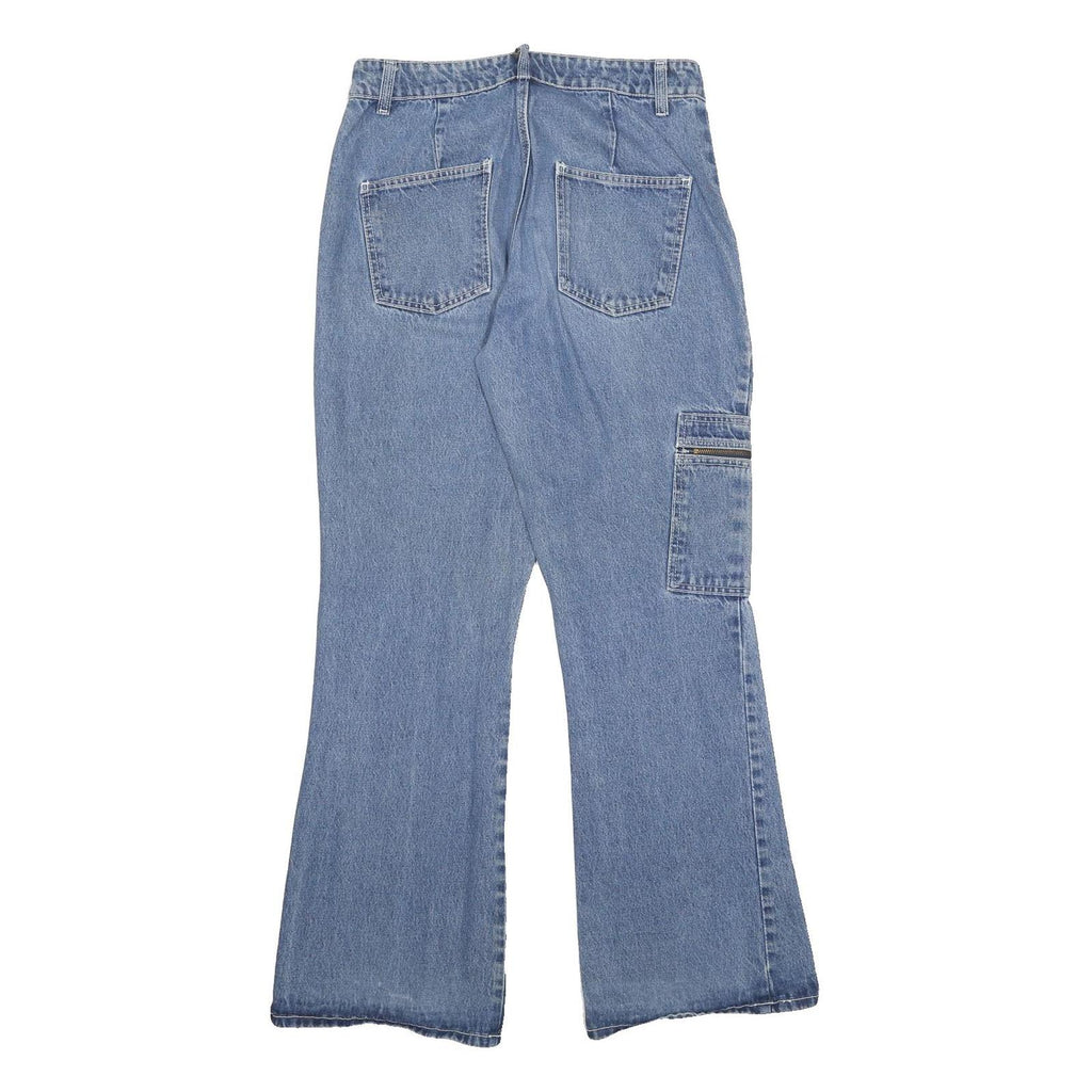 L.A BLUES Womens Jeans Blue Regular Flared Denim Medium W28 L31 Cargo Pocket