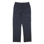 Navy Mens Regular Fit Cargo Style Cotton Blend Drawstring Trousers W30 L32