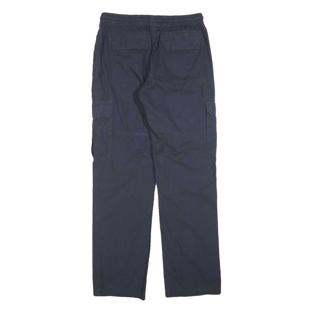 Navy Mens Regular Fit Cargo Style Cotton Blend Drawstring Trousers W30 L32