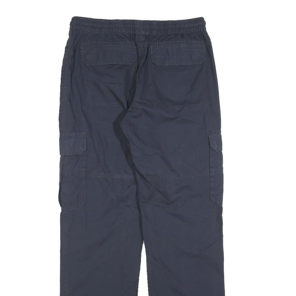 Navy Mens Regular Fit Cargo Style Cotton Blend Drawstring Trousers W30 L32
