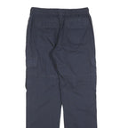 Navy Mens Regular Fit Cargo Style Cotton Blend Drawstring Trousers W30 L32