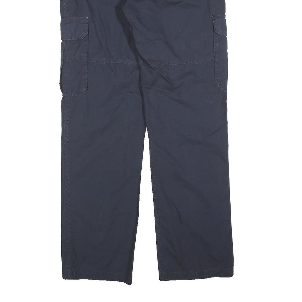 Navy Mens Regular Fit Cargo Style Cotton Blend Drawstring Trousers W30 L32