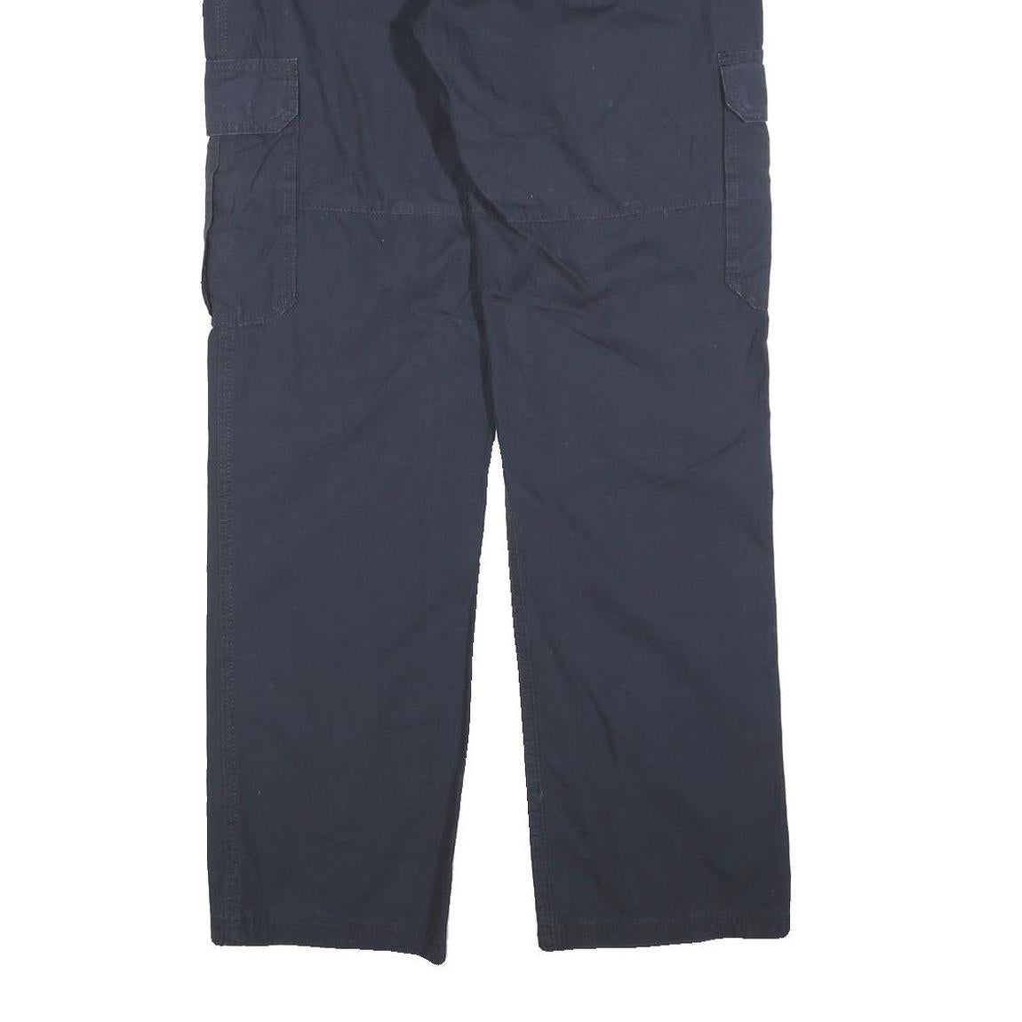 Navy Mens Regular Fit Cargo Style Cotton Blend Drawstring Trousers W30 L32