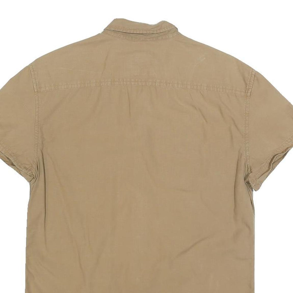 ARMANI EXCHANGE Mens Beige Casual Cotton Shirt M Button Short Sleeve