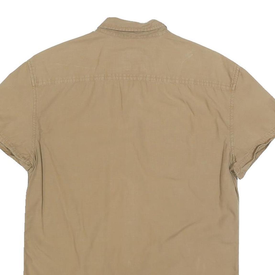 ARMANI EXCHANGE Mens Beige Casual Cotton Shirt M Button Short Sleeve