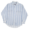 POINT ZERO Mens Blue & White Striped Shirt Cotton Blend M Long Sleeve Casual