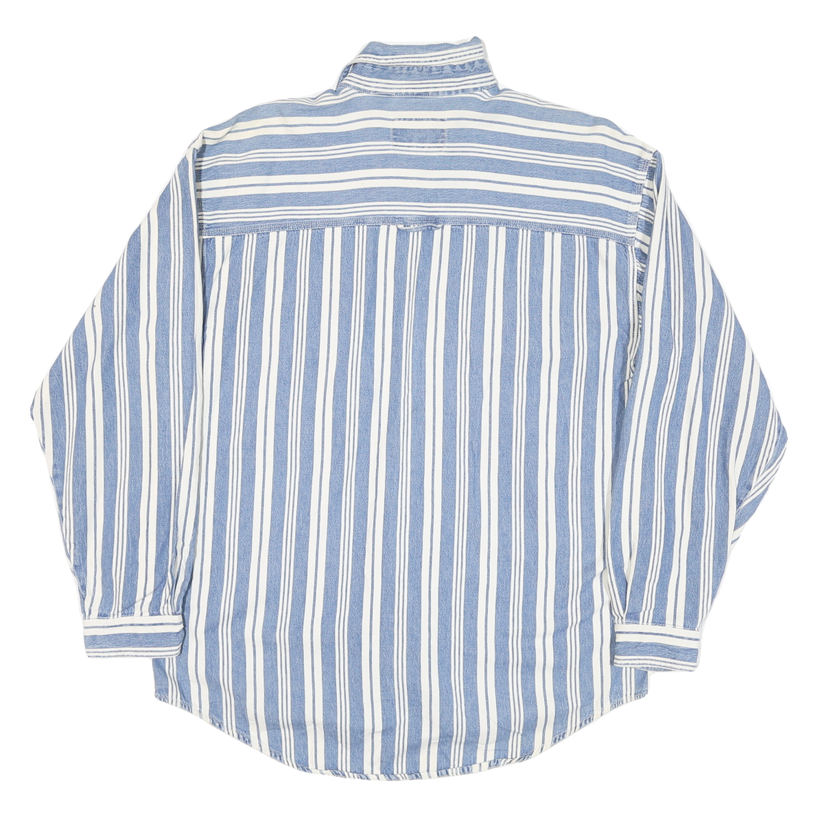 POINT ZERO Mens Blue & White Striped Shirt Cotton Blend M Long Sleeve Casual