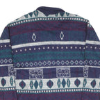 GINA PETERS Womens Blue & Green Patterned Jumper Collared Button Up Chunky Knit