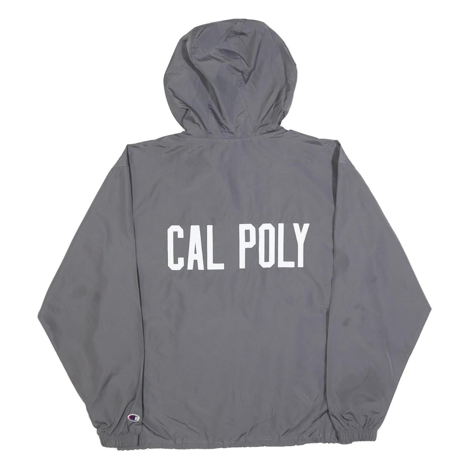 CHAMPION Mens Grey Cal Poly Pomona Logo Zip Jacket S Polyester Blend Hoodie