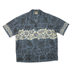 WINNIE FASHION Mens Blue & Cream Hawaiian Shirt 2XL Cotton Blend Relaxed Fit