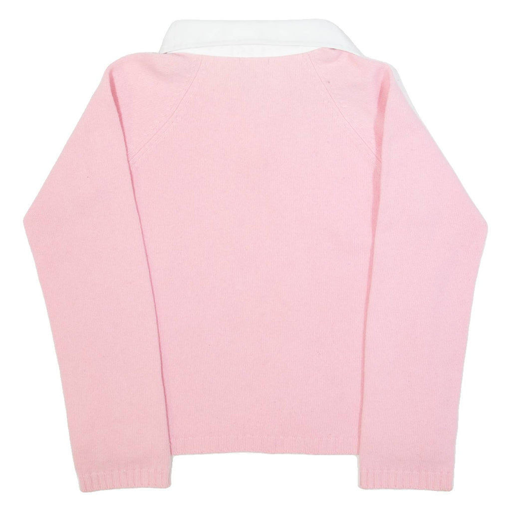 BENETTON Womens Jumper Pink Collared Tight Knit Wool M