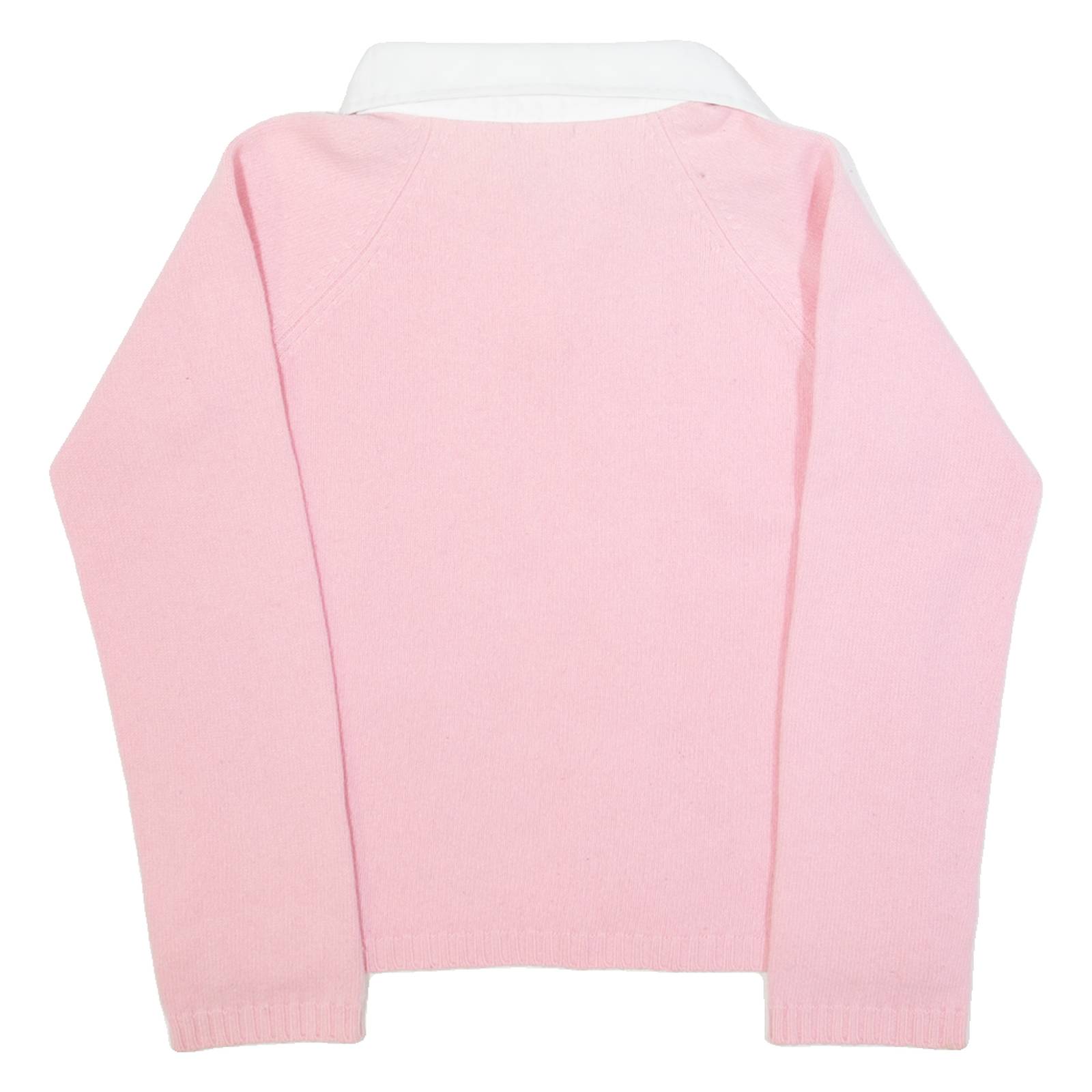 BENETTON Womens Jumper Pink Collared Tight Knit Wool M