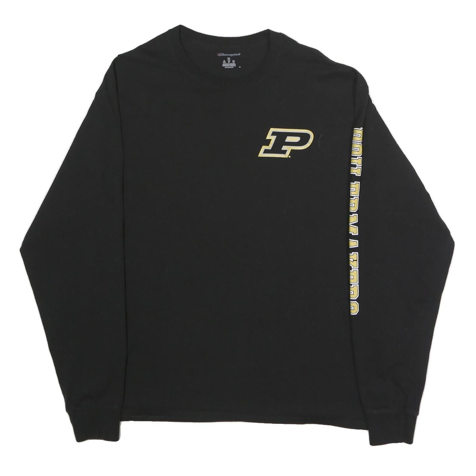 CHAMPION Mens Black Purdue Boilermakers Graphic Long Sleeve Crew Neck XL Cotton