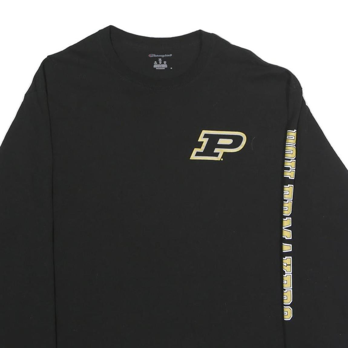 CHAMPION Mens Black Purdue Boilermakers Graphic Long Sleeve Crew Neck XL Cotton