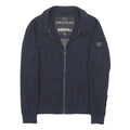 SUPERDRY Mens Navy Blue Harrington Jacket M Cotton Blend Zip Casual Lightweight
