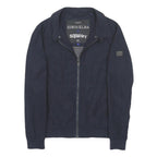 SUPERDRY Mens Navy Blue Harrington Jacket M Cotton Blend Zip Casual Lightweight