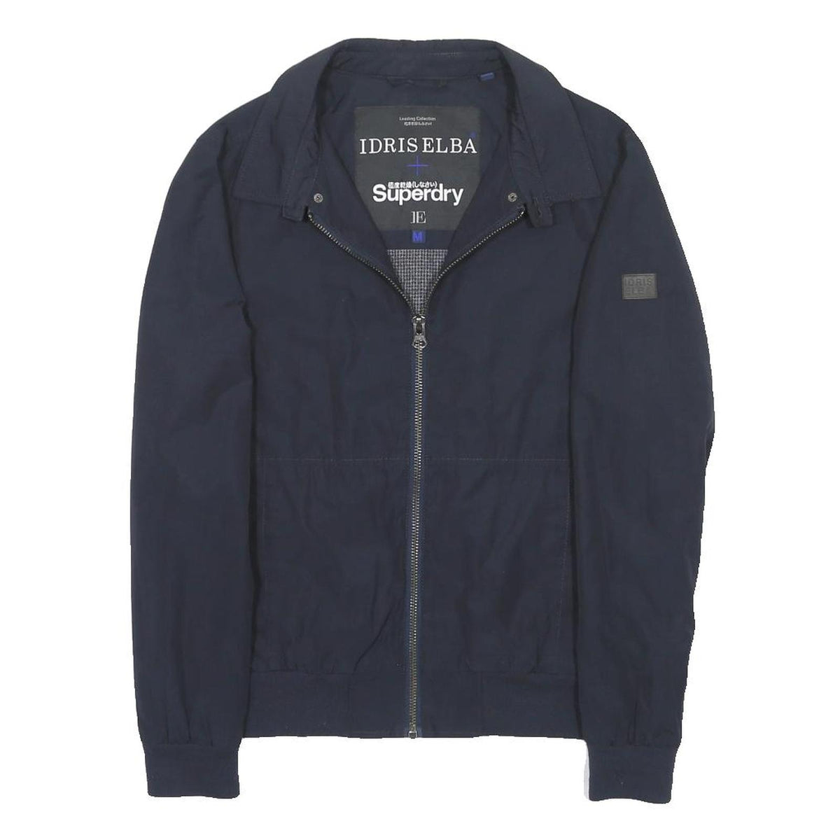 SUPERDRY Mens Navy Blue Harrington Jacket M Cotton Blend Zip Casual Lightweight