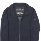 SUPERDRY Mens Navy Blue Harrington Jacket M Cotton Blend Zip Casual Lightweight