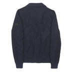 SUPERDRY Mens Navy Blue Harrington Jacket M Cotton Blend Zip Casual Lightweight