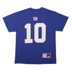 MAJESTIC Mens Blue New York Giants Manning 10 Graphic T-Shirt L Short Sleeve