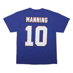 MAJESTIC Mens Blue New York Giants Manning 10 Graphic T-Shirt L Short Sleeve