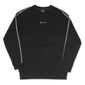 CHAMPION Mens Black Cotton Blend Crew Neck S Branded Logo Tape Sweatshirt