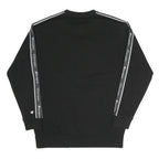 CHAMPION Mens Black Cotton Blend Crew Neck S Branded Logo Tape Sweatshirt