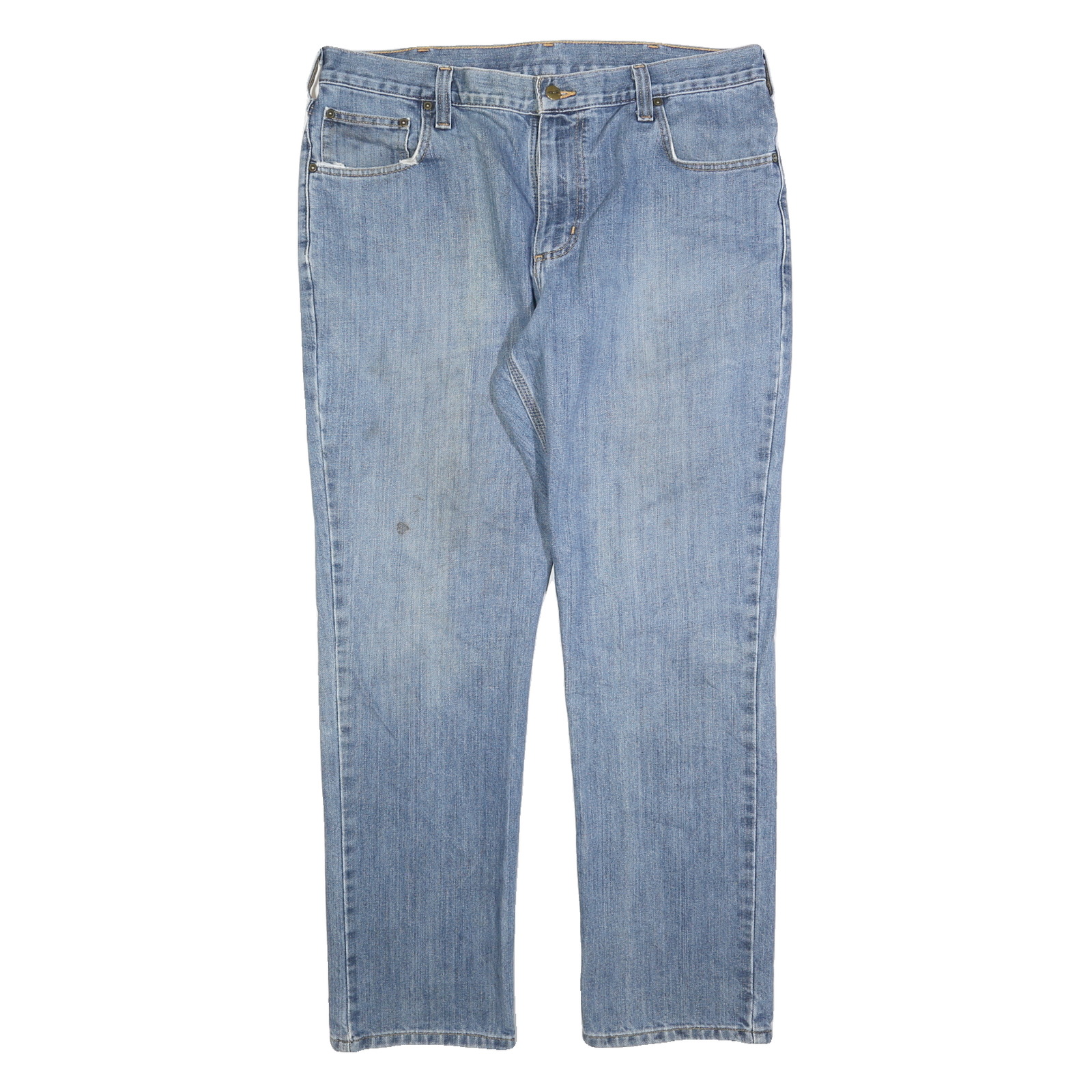 CARHARTT Mens Cotton Blend Blue Regular Straight Trousers W36 L30 Classic