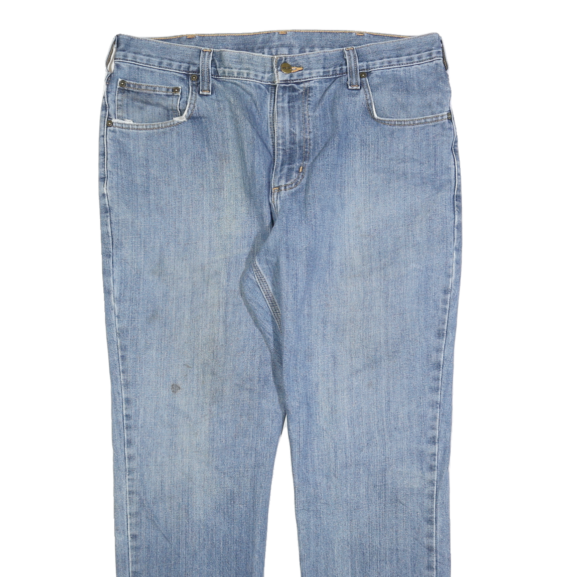 CARHARTT Mens Cotton Blend Blue Regular Straight Trousers W36 L30 Classic