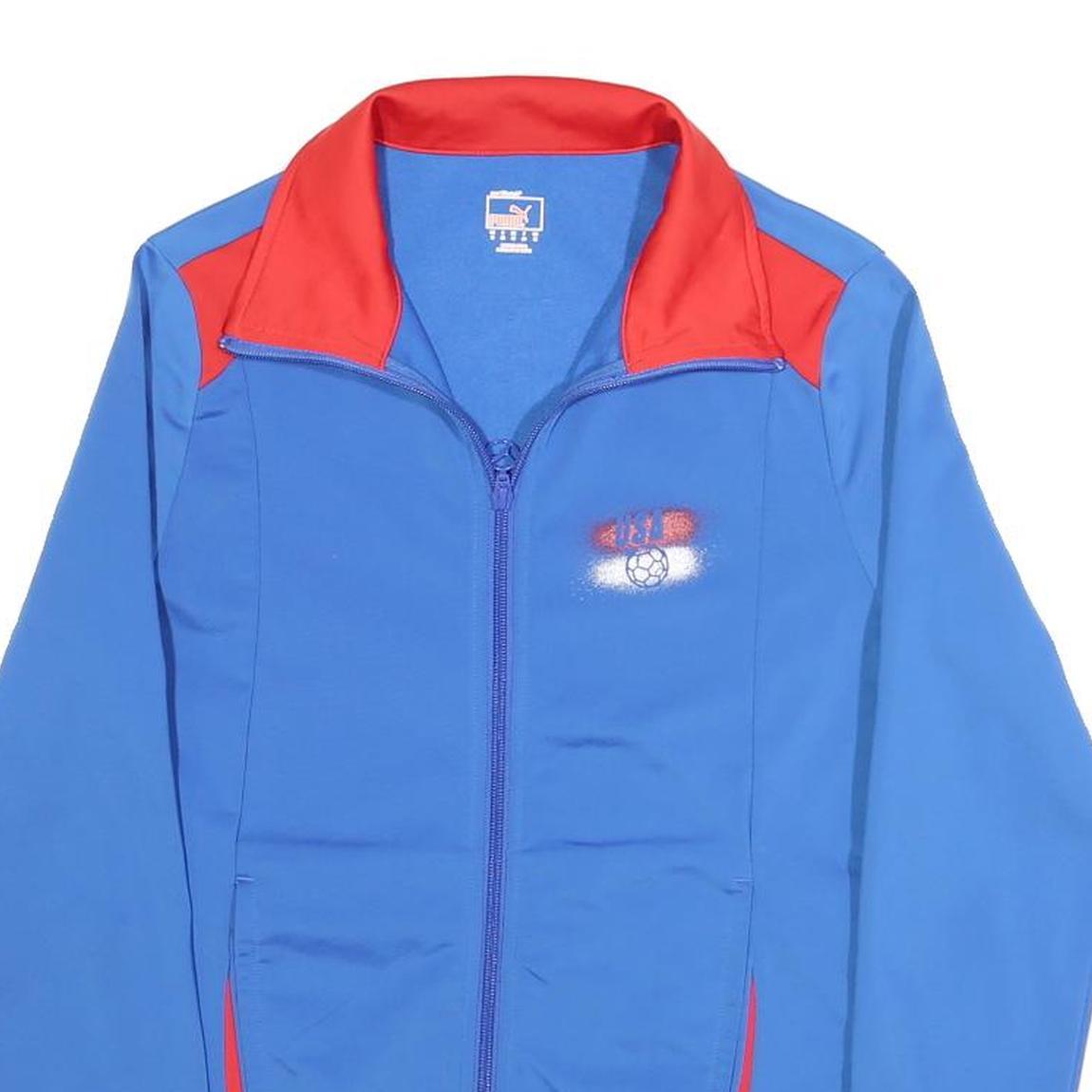 PUMA Womens Blue & Red Zip Up Polyester Blend Jacket UK 12 Sporty Casual