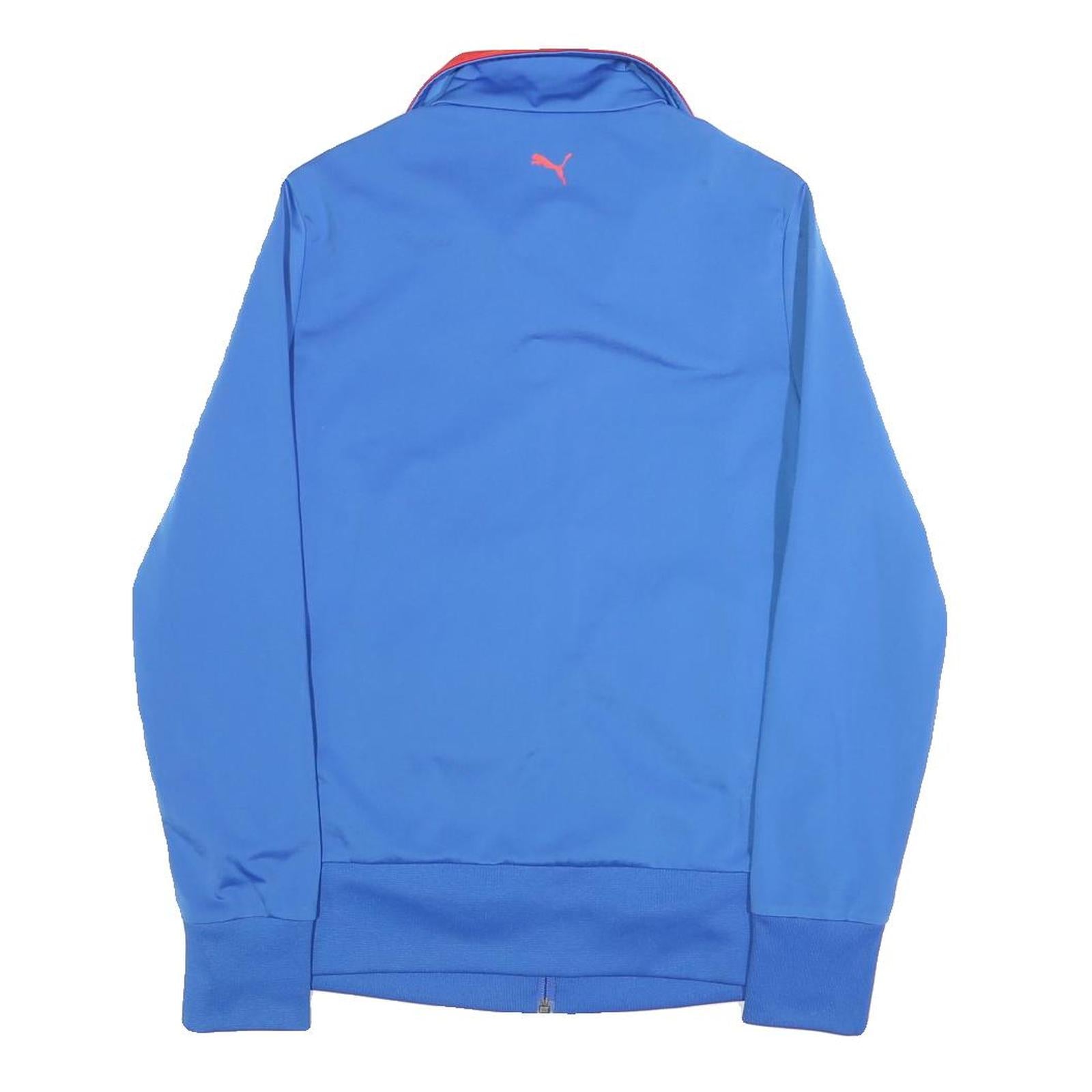 PUMA Womens Blue & Red Zip Up Polyester Blend Jacket UK 12 Sporty Casual