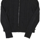 NAUTICA Womens Black Zip Jacket L Cotton Blend Cable Knit Classic Casual