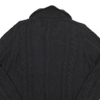 NAUTICA Womens Black Zip Jacket L Cotton Blend Cable Knit Classic Casual
