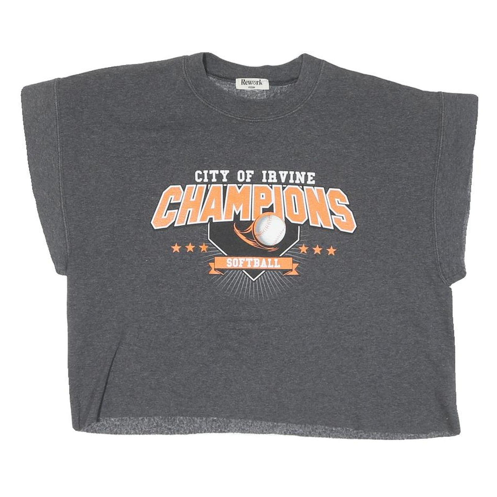 Womens Grey City Of Irvine Champions Softball Cotton Crew Neck M Casual